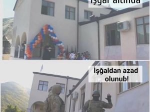 Azərbaycan bayrağı Hadrutun mərkəzində dalğalanır – VİDEO