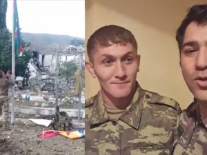 Suqovuşana Azərbaycan bayrağını sancan hərbçimiz – Video