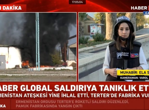 “Haber Global” Tərtərə raket zərbəsini hadisə yerindən yayımladı – VİDEO
