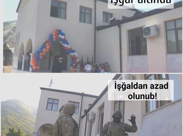 Azərbaycan bayrağı Hadrutun mərkəzində dalğalanır – VİDEO