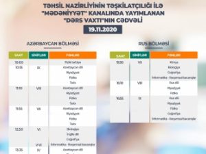Teledərslərin noyabrın 19-na olan cədvəli