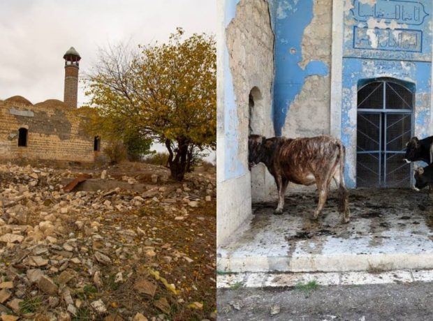 “İşğal edilib, dağıdılıb və içində heyvan saxlanılıb” – Fotolar