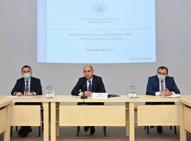 Təhsil naziri Emin Əmrullayev Vətən müharibəsində iştirak etmiş təhsil işçiləri ilə görüşdü