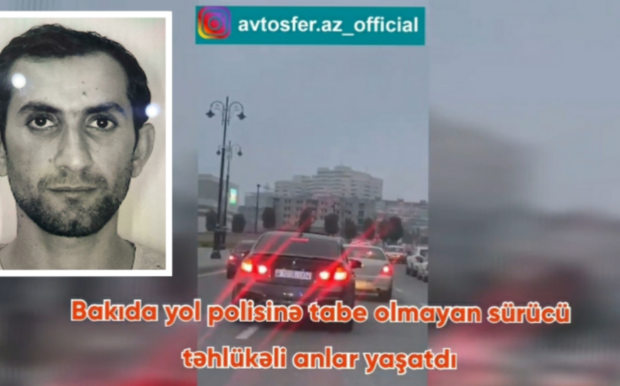 Bakıda yol polisindən qaçan “BMW” sürücüsü təhlükə saçdı – VİDEO