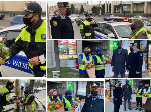 Yol polisi paytaxt yollarında təmizlik işləri ilə məşğul olan xanımları təbrik etdi – FOTOLAR